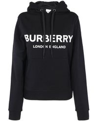Burberry Logo Print Oversized Hoodie - Black