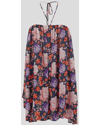 Magda Butrym - Flower Printed Halter Neck Top Mini Dress - Lyst