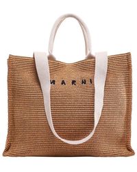 Marni - Logo Embroidered Top Handle Bag - Lyst