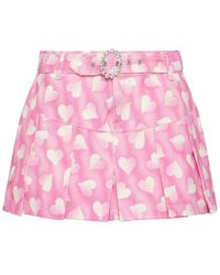 Alessandra Rich - Heart Printed Belted Mini Skirt - Lyst