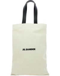 Jil Sander Logo Print Canvas Tote Bag Men Bags Tote Bags Logo Print Canvas Tote Bag - Multicolour