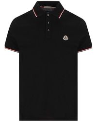 Moncler Logo-patch Cotton Polo Shirt - Black