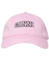 Ganni Logo Embroidered Adjustable Baseball Cap - Pink