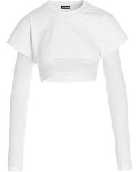 Jacquemus Le Double Layered Cropped T-shirt - White