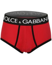 Dolce & Gabbana Cotton Briefs With Logo On The Waist By Dolce And Gabbana With A Comfortable Fit - Red