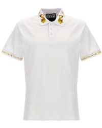 Versace - Barocco-trim Short-sleeved Polo Shirt - Lyst
