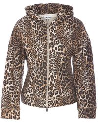 Ganni - Leopard Print Organic Cotton Hoodie - Lyst
