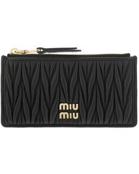 Miu Miu - Logo Plaque Zipped Card Holder - Lyst
