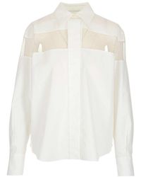 Valentino Poplin Shirt With Organza Inserts - White