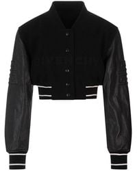 Givenchy - Varsity Logo-Embellished Cropped Wool-Blend Jacket - Lyst