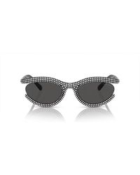 Swarovski - Embellished Oval Frame Sunglasses - Lyst