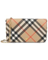 Burberry - Checked Folded-top Chain Strap Wallet - Lyst