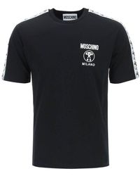 Moschino - T-shirt With Bands And Double Question Mark Logo - Lyst