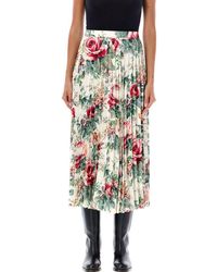 Junya Watanabe - Floral Pleated Midi Skirt - Lyst