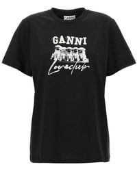 Ganni - Printed T-Shirt - Lyst