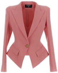 Balmain - Pink Wool Jacket - Lyst