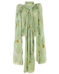 Balenciaga - Floral Printed Pleated Blouse Top - Lyst