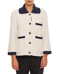 Thom Browne - Colourblock-trims Button-up Knitted Cardigan - Lyst