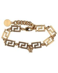 Versace - Greca Logo-engraved Chained Bracelet - Lyst
