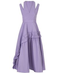 Alexander McQueen - Wisteria Asymmetrical Dress With Cutwork And V-neck - Lyst
