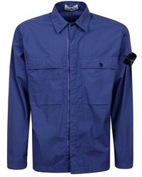 Stone Island - Logo Patch Long Sleeved Overshirt - Lyst