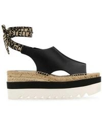 Stella McCartney - Gaia Logo-Ribbon Ankle Strap Platform Espadrilles - Lyst