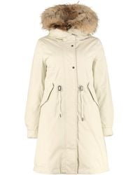Woolrich Hooded Quilted Parka Coat - Natural