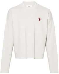 Ami Paris - Logo Embroidered Crewneck Sweater - Lyst