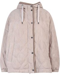 Brunello Cucinelli - Quilted Drawstring Hooded Coat - Lyst
