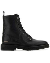 Golden Goose - Logo Printed Combat Ankle Boots - Lyst