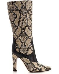 Gucci - Snake-embossed Leather Knee-high Boot - Lyst