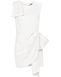 MSGM - Bow Detailed Pinstriped Mini Dress - Lyst