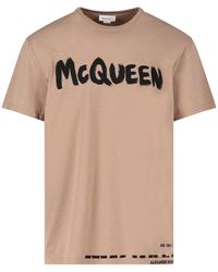 Alexander McQueen Logo Print Crewneck T-shirt - Natural
