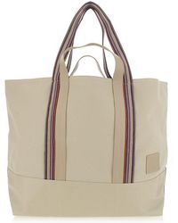 Paul Smith - Logo Patch Stripe Detailed Tote Bag - Lyst
