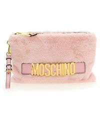 Moschino Logo Lettering Clutch Bag - Pink