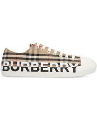 burberry logo print vintage check and leather sneakers