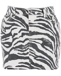 ROTATE BIRGER CHRISTENSEN - Zebra Printed Denim Mini Skirt - Lyst