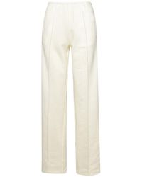 Palm Angels - Ivory Cotton Blend Trousers - Lyst