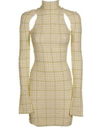 Nanushka Cut-out Checked Mini Dress - Yellow