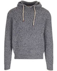 Brunello Cucinelli Ribbed-knit Knitted Hoodie - Gray