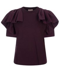 Alexander McQueen - Short Sleeved Ruffled-detail T-shirt - Lyst