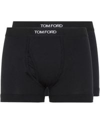 Tom Ford Logo Waistband Stretched Pack Of Two Briefs - Black