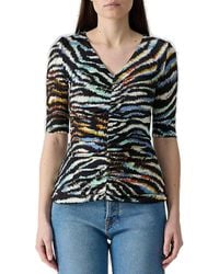Just Cavalli - Zebra Print V-Neck Top - Lyst