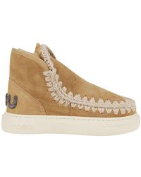 Mou - Eskimo Whipstitch-Trim Round-Toe Ankle Boots - Lyst
