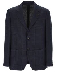 Lardini - Check Pattern Blazer Jacket - Lyst