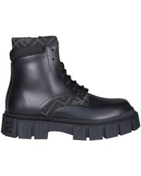 Fendi Force Lace-up Ankle Boots - Black
