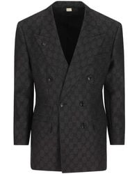 Gucci - Gg Jacquard Double-Breasted Jacket - Lyst