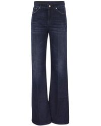 Dondup - Amber Logo-patch Wide-leg Jeans - Lyst