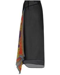 Versace Foulard Detailed Georgette Skirt - Black