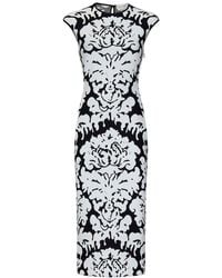 Alexander McQueen - Damask Intarsia-knit Sleeveless Midi Dress - Lyst